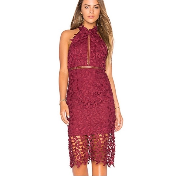 Bardot Dresses & Skirts - Bardot Gemma halter burgundy midi dress xs NWT